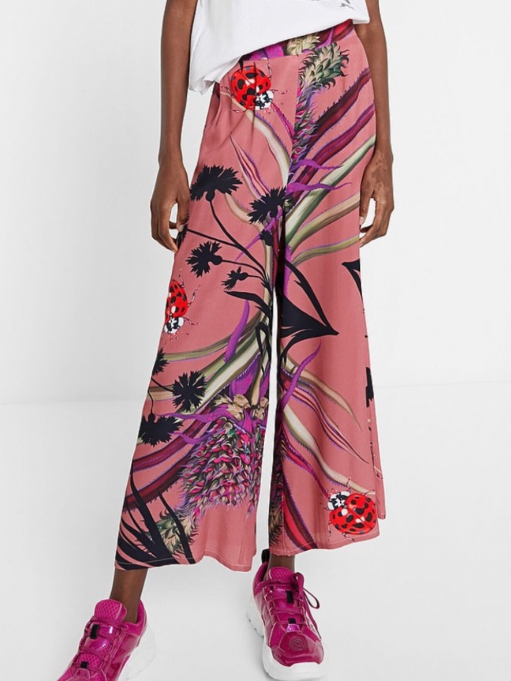Desigual tropical wide leg culottes